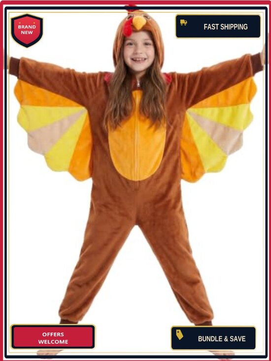 Other - Unisex Kids Turkey Onesie Costume Halloween Thanksgiving Polyester